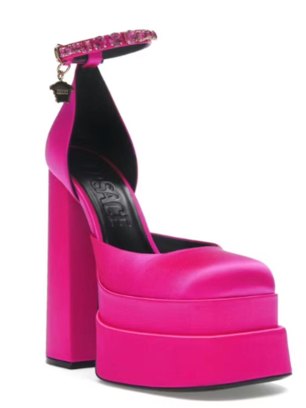 Versace Medusa Aevitas 155mm Platform Pump (Fuchsia Satin) Size 37